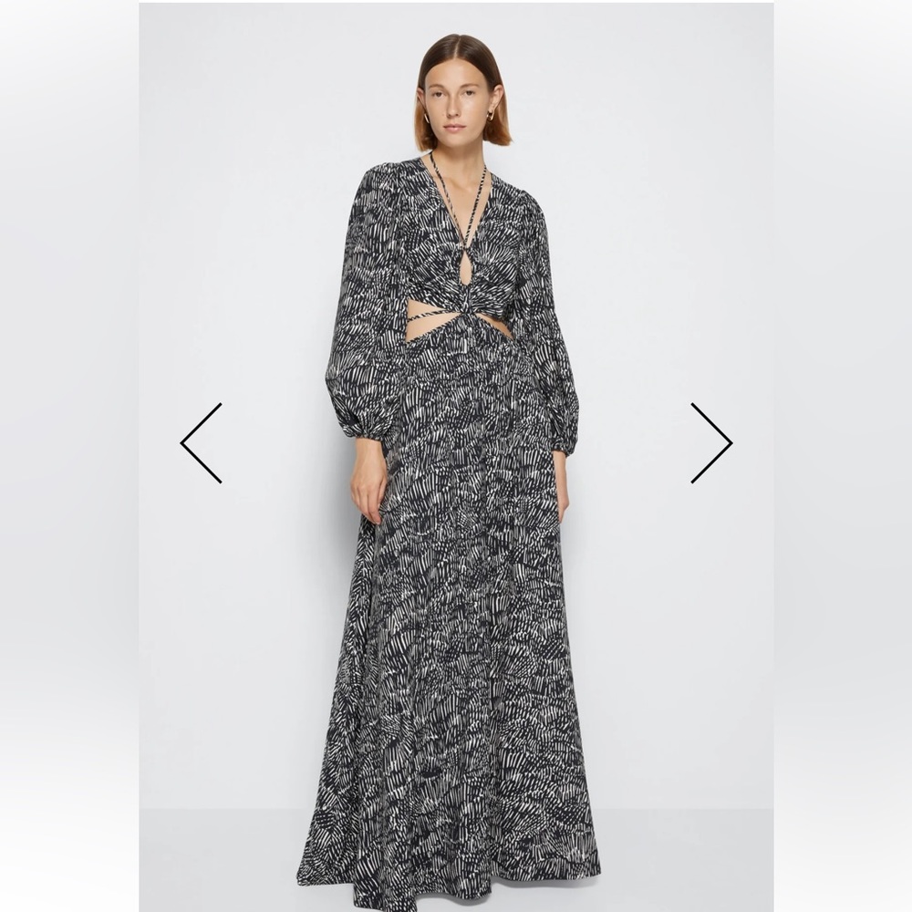 Jonathan Simkhai Adelaide Dress in Black Abstract Fern